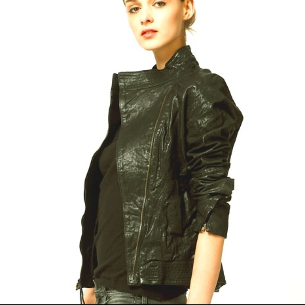M Improvd black genuine leather motorcycle jacket